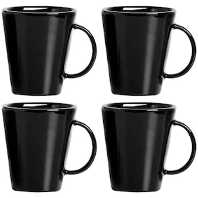 Conjunto de Canecas Porto Brasil Basic em Cerâmica Feldspática Preto 208 ml – 4 Peças