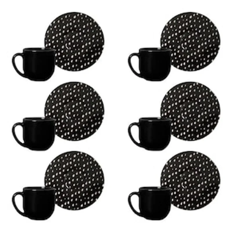 Conjunto de Xícaras de Café Porto Brasil Coup Chevron em Cerâmica Feldspática 112 ml – 6 Peças