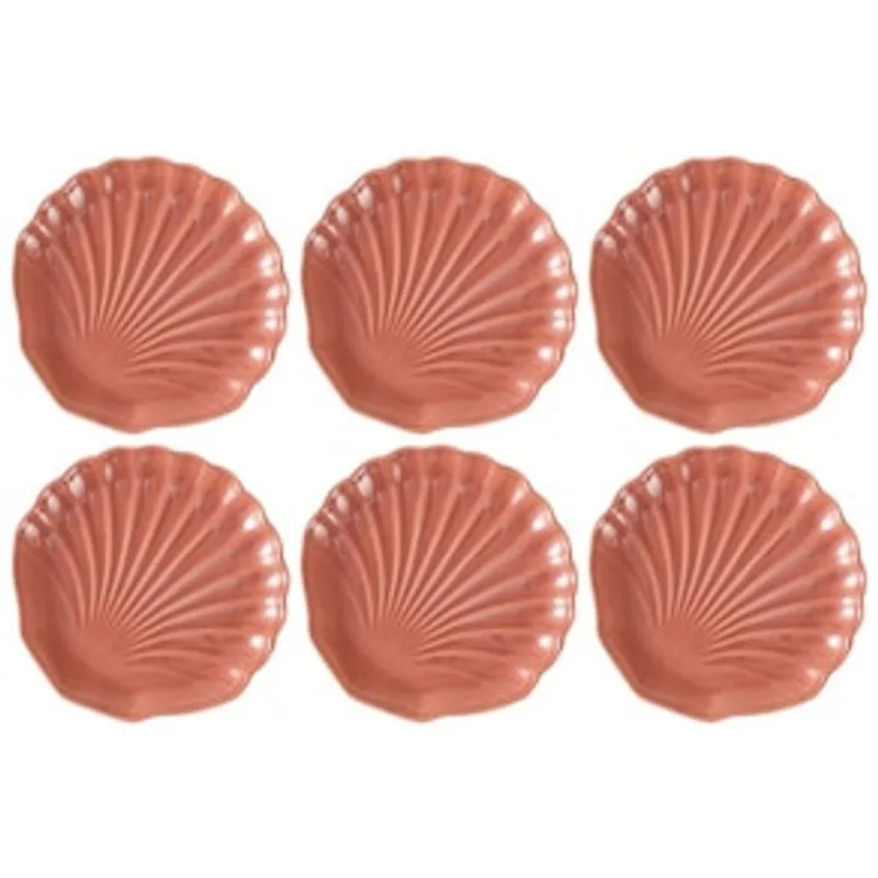 Conjunto de Pratos Multiuso Sobremesa Porto Brasil Ocean em Cerâmica Feldspática Pimenta Rosa 19,5 c Prato Porto Brasil Rosa