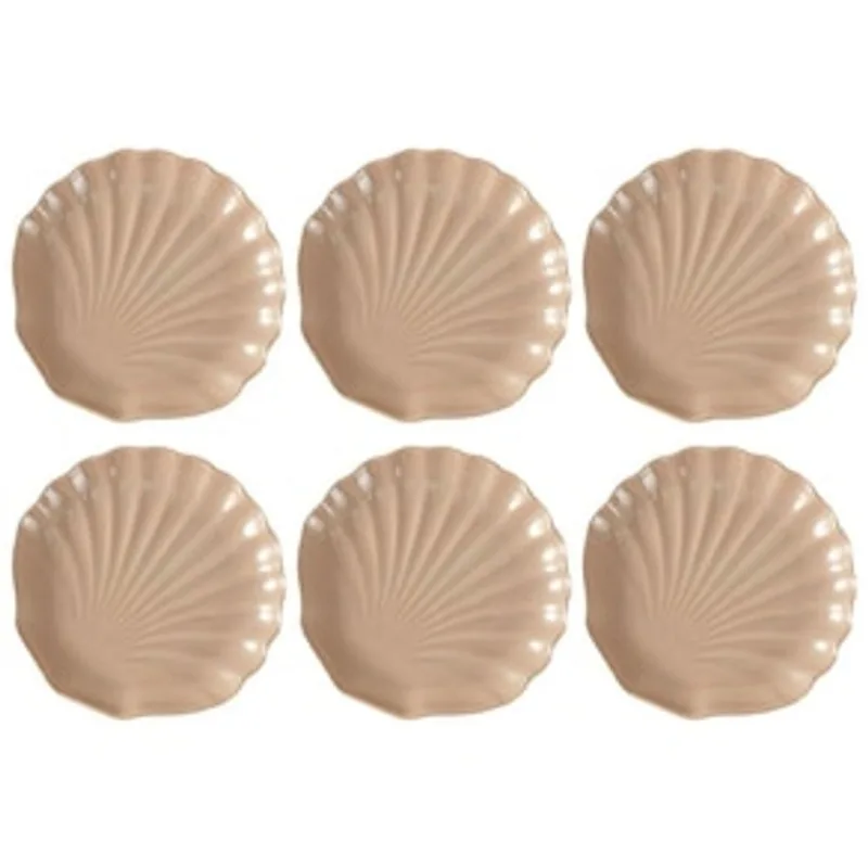 Conjunto de Pratos Multiuso Sobremesa Porto Brasil Ocean em Cerâmica Feldspática Noz-moscada 19,5 cm