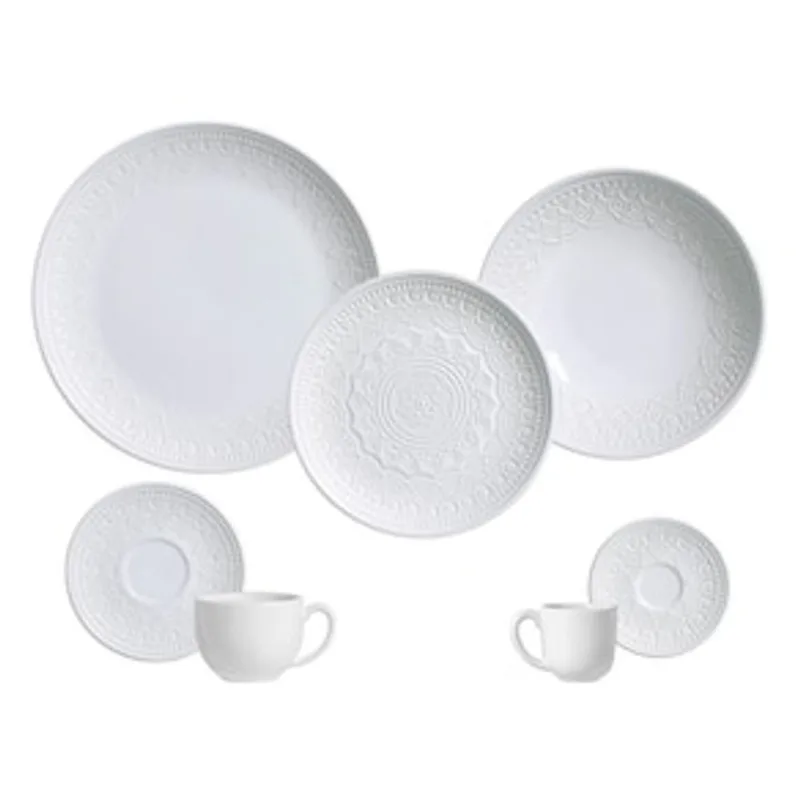 Aparelho de Jantar, Chá, Café e Sobremesa Porto Brasil Agra Branco – 42 Peças