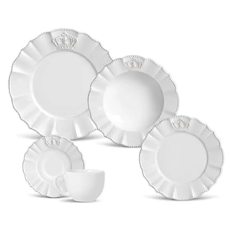 Aparelho de Jantar e Chá Porto Brasil Windsor 335087 Branco - 30 peças