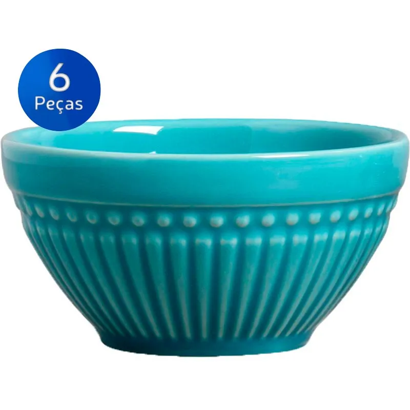 Conjunto Bowls Roma 430ml - 6 Peças - Porto Brasil - Azul Claro