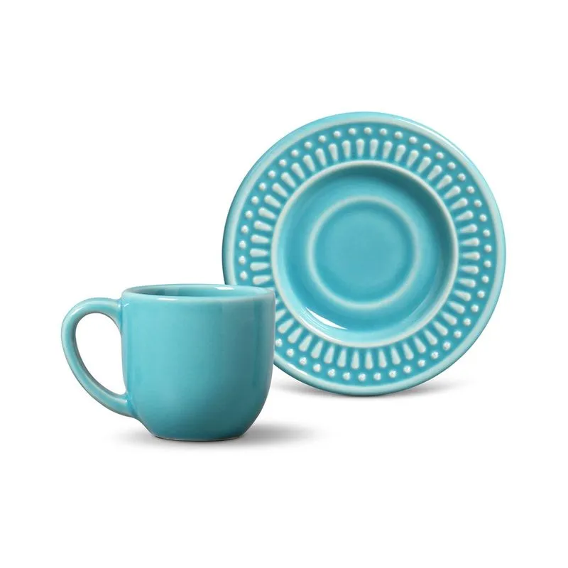 Xícara de Café Roma Cerâmica 6 Peças Azul Poppy Porto Brasil