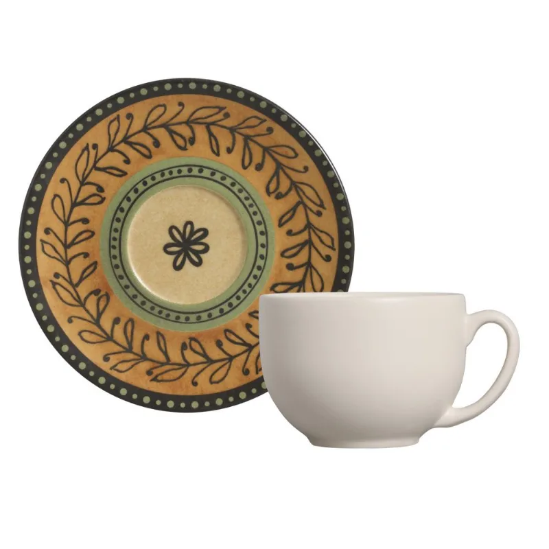 Conjunto com 6 Xícaras de Chá com 6 Pires Coup Oliva 260ml