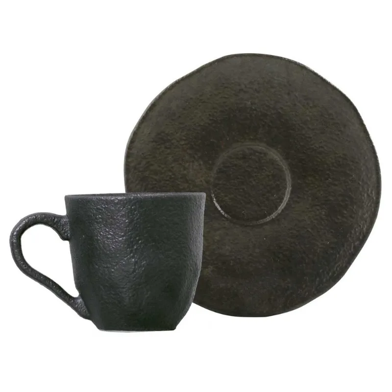 Conjunto com 6 Xícaras de Café com Pires Orgânico Onyx 120ml