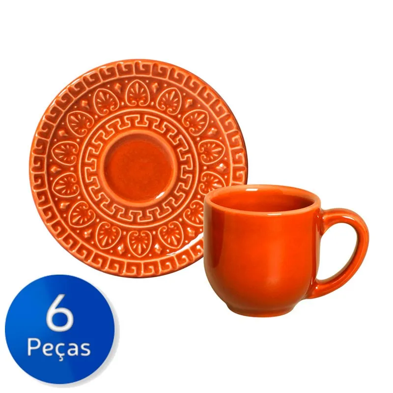 Conjunto Com 6 Xícaras De Café Greek-porto Brasil - Cantaloupe