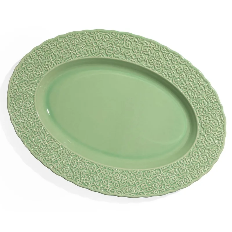 TRAVESSA BOUQUET GARNI GRANDE VERDE SUAVE - COLEÇÃO ERVAS 52 x 38cm