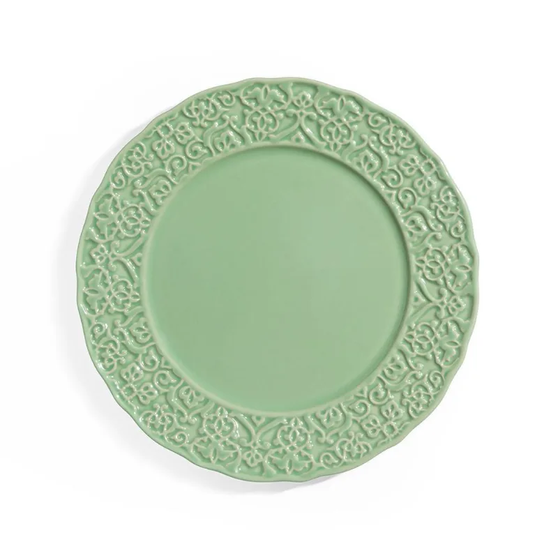 CONJUNTO C/ 6 PRATOS RASO BOUQUET GARNI VERDE SUAVE - COLEÇÃO ERVAS Ø 27cm