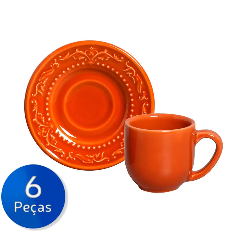 Conjunto De 6 Xícaras De Café Acanthus-porto Brasil - Cantaloupe
