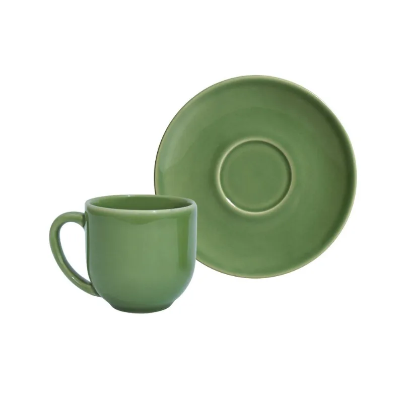 Conjunto com 6 Xícaras de Café com Pires Coup Verde Sálvia 112ml