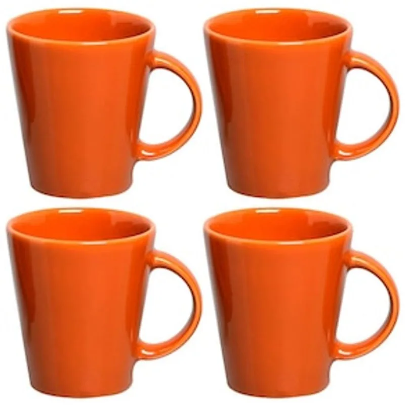 Conjunto de Canecas Porto Brasil Basic Cantaloupe em Cerâmica Feldspática Laranja 208 ml - 4 Peças