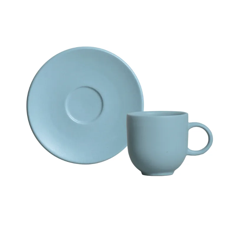 Conjunto com 6 Xícaras de Café com Pires Coup Stoneware Fiordes 97ml