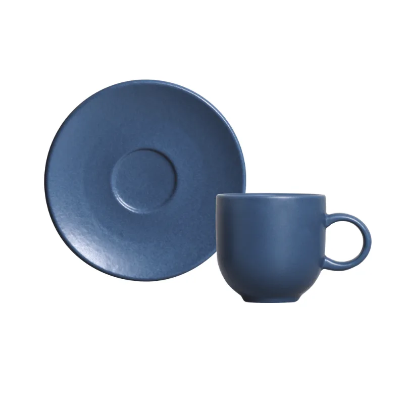 Conjunto com 6 Xícaras de Café com Pires Coup Stoneware Boreal 97ml