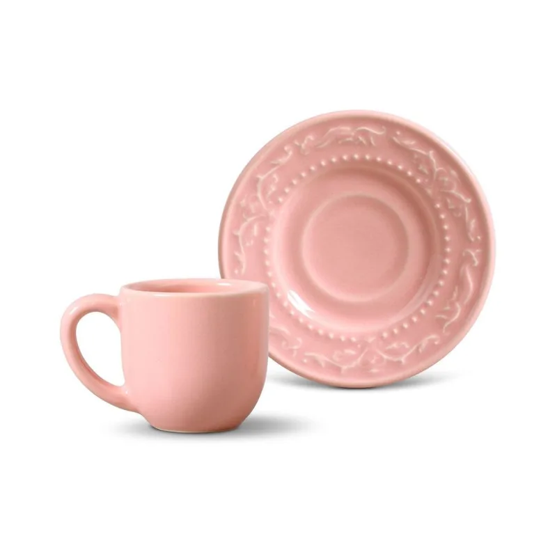 Jogo de Xícaras de Café Porto Brasil - Acanthus Rosa (6 Peças)