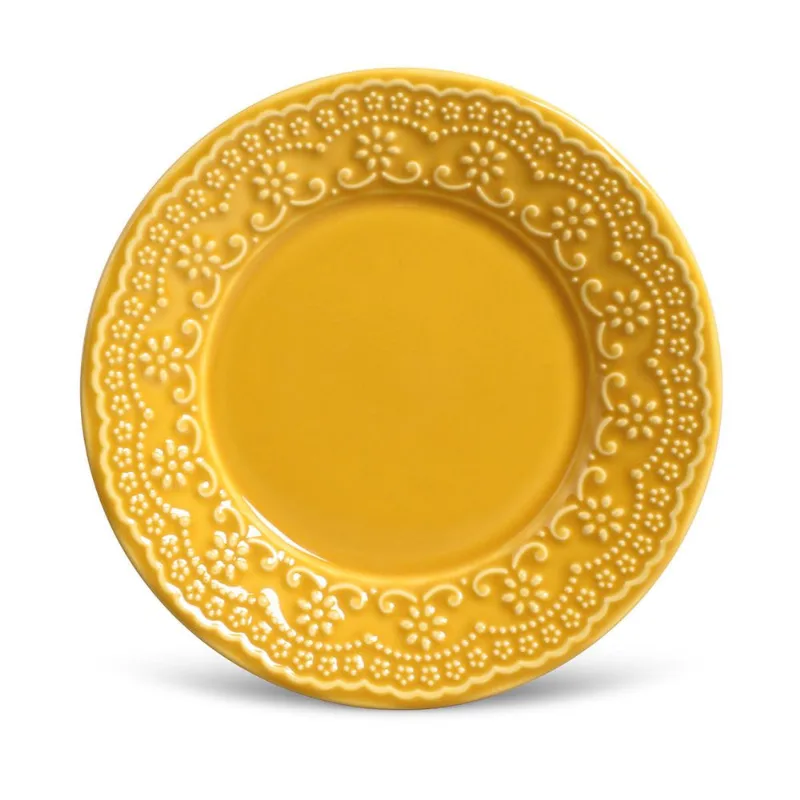 CONJUNTO C/ 6 PRATOS DE SOBREMESA MADELEINE MOSTARDA Ø 20,5 cm