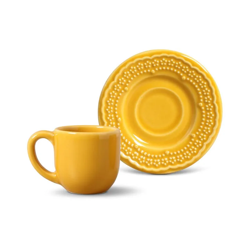 CONJUNTO C/ 6 XÍCARAS DE CAFÉ C/ PIRES MADELEINE MOSTARDA 72 ml