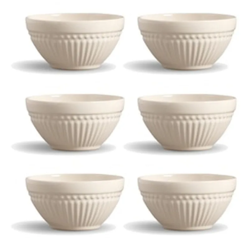 Conjunto de Bowls Porto Brasil Roma Cru em Faiança Feldspática 367 ml – 6 Peças
