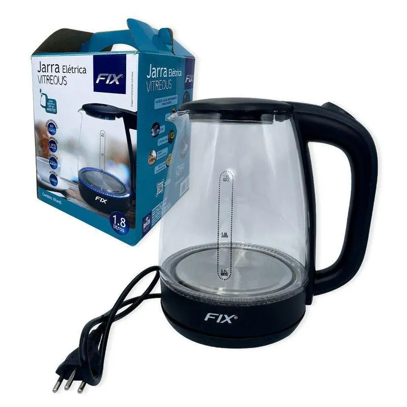 Jarra Chaleira Elétrica De Vidro 1,8 Litros 127v-220v