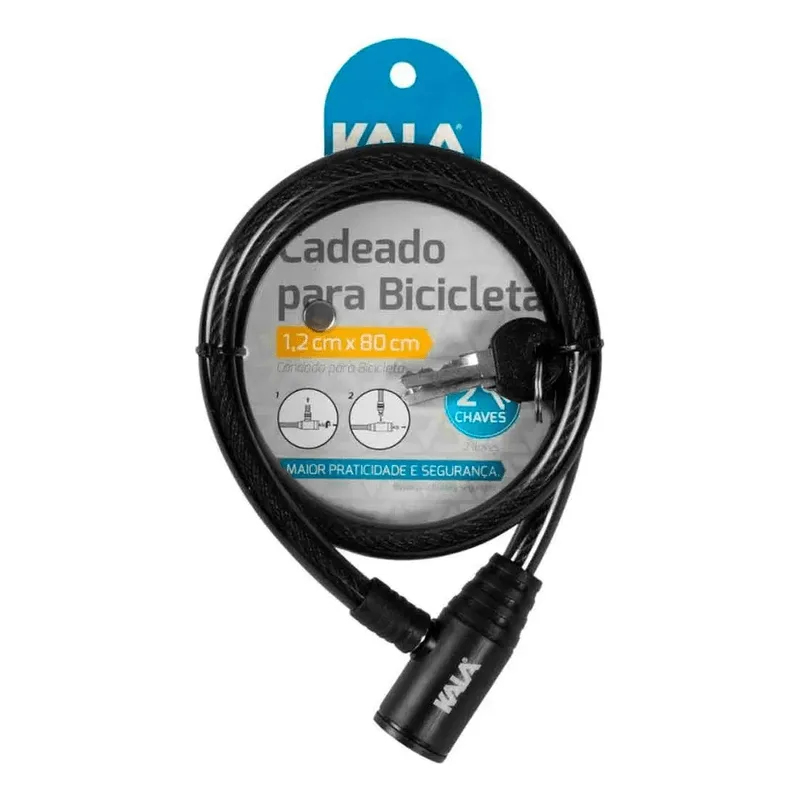 Cadeado Bicicleta Cabo De Aço 12X80 KALA