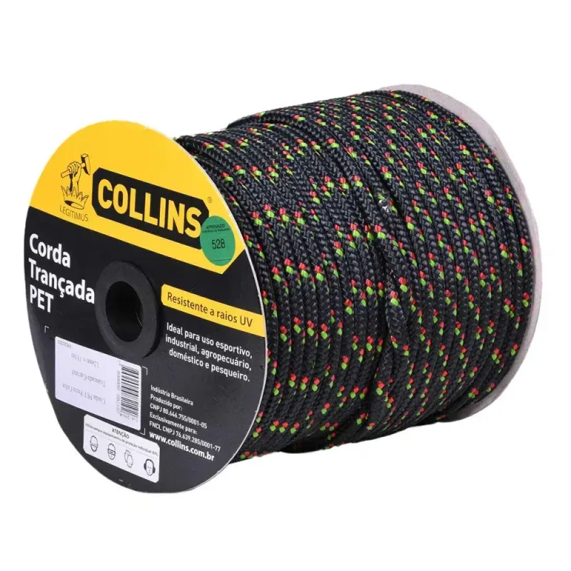 Corda Pet Trançada Preta em Carretel 12mmx110m Collins