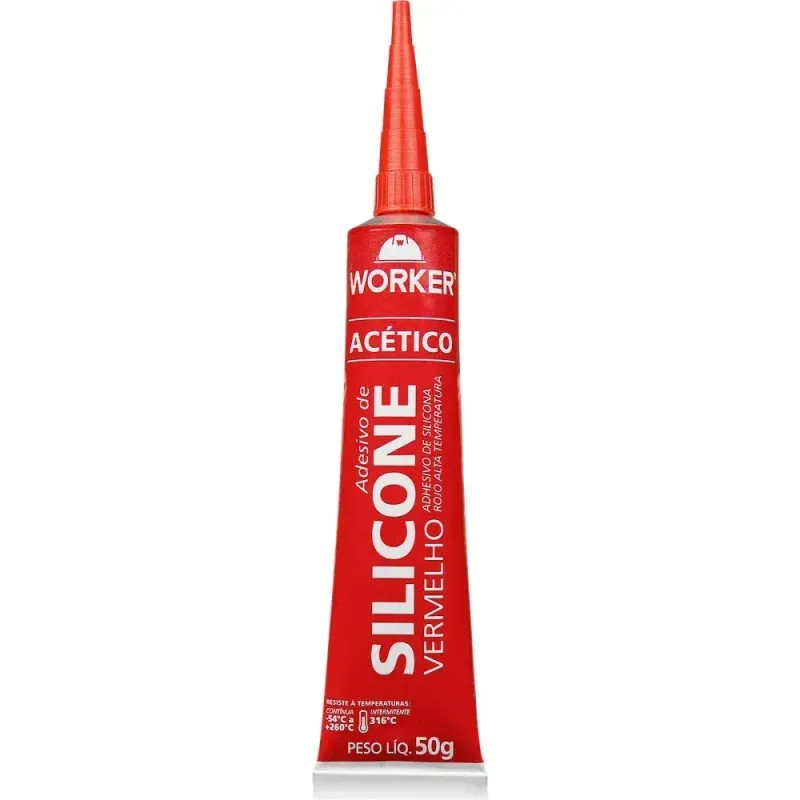 Silicone Acético Alta Temperatura Vermelho 50g Worker
