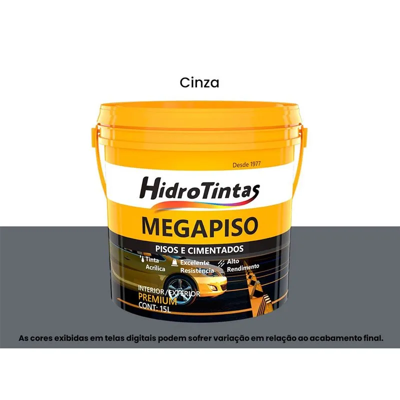 Tinta Acrílica Hidrotintas Premium Fosco 15L Megapiso Cinza (MP)