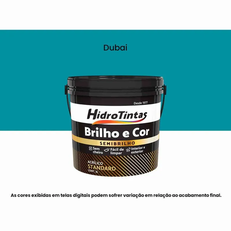 Tinta Acrílica Standard Semibrilho 3L Hidrotintas Brilho E Cor Dubai (MP)