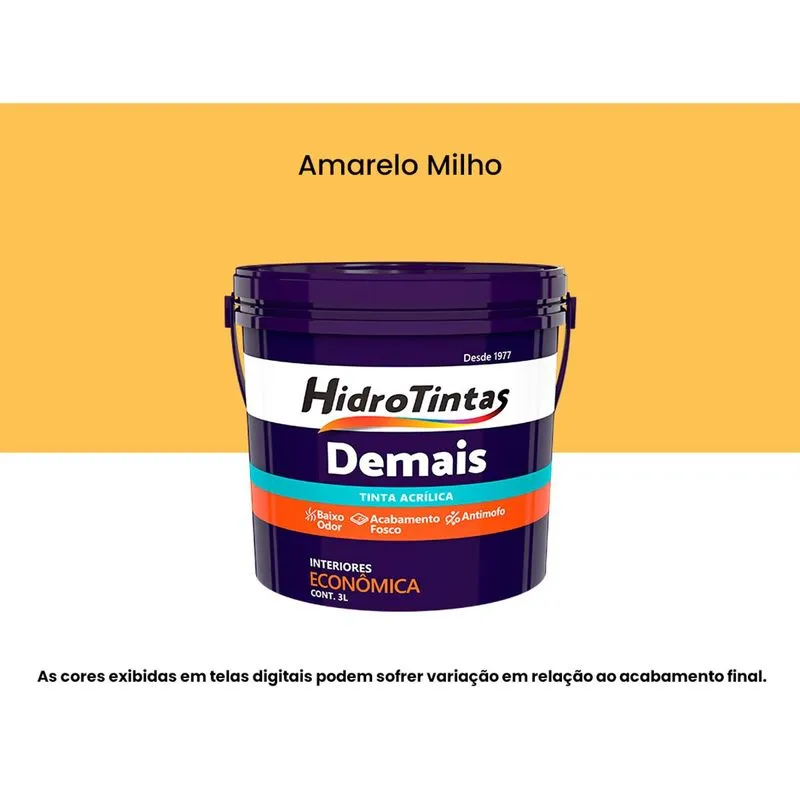 Tinta Acrílica Hidrotintas Econômica Fosca 3L Demais Amarelo Milho (MP)