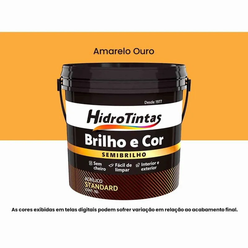 Tinta Acrílica Hidrotintas Standard Semibrilho 15L Brilho E Cor Amarelo Ouro (MP)