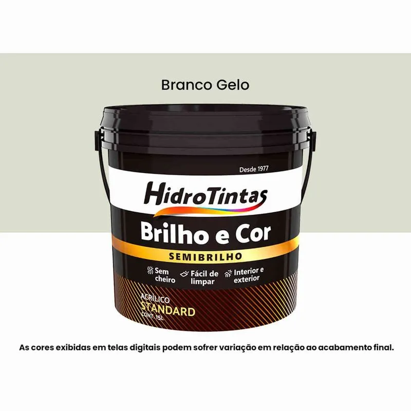 Tinta Acrílica Standard Semibrilho 15L Hidrotintas Brilho E Cor Branco Gelo (MP)