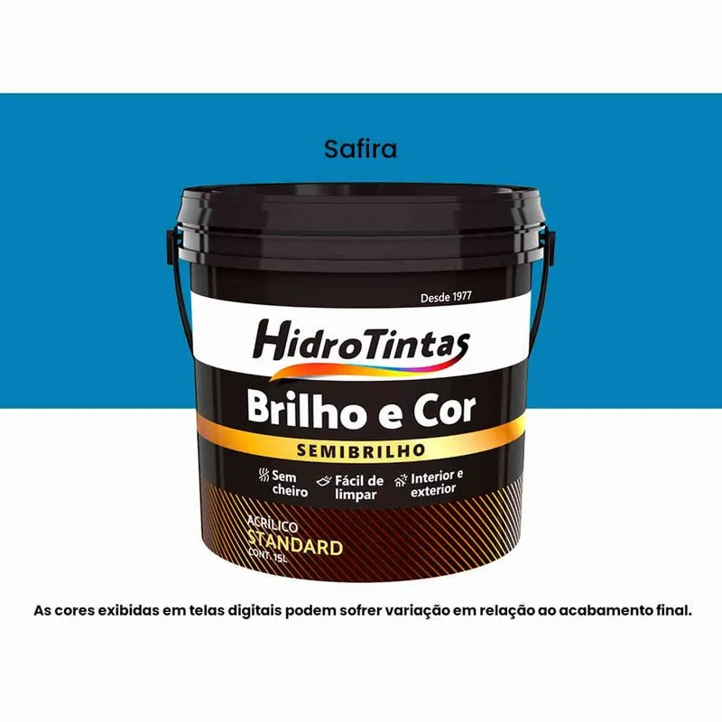 Tinta Acrílica Hidrotintas Standard Semibrilho 15L Brilho e Cor Safira (MP)