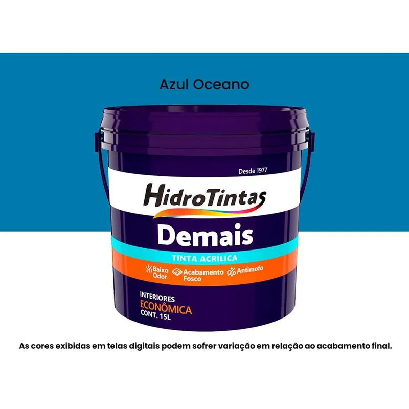 Tinta Acrílica Econômica Hidrotintas Fosca 15L Demais Azul Oceano (MP)