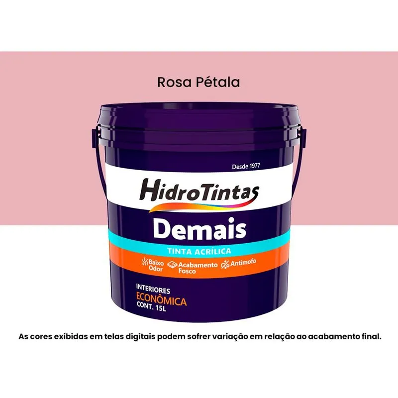 Tinta Acrílica Econômica Hidrotintas Fosca 15L Demais Rosa Pétala (MP)