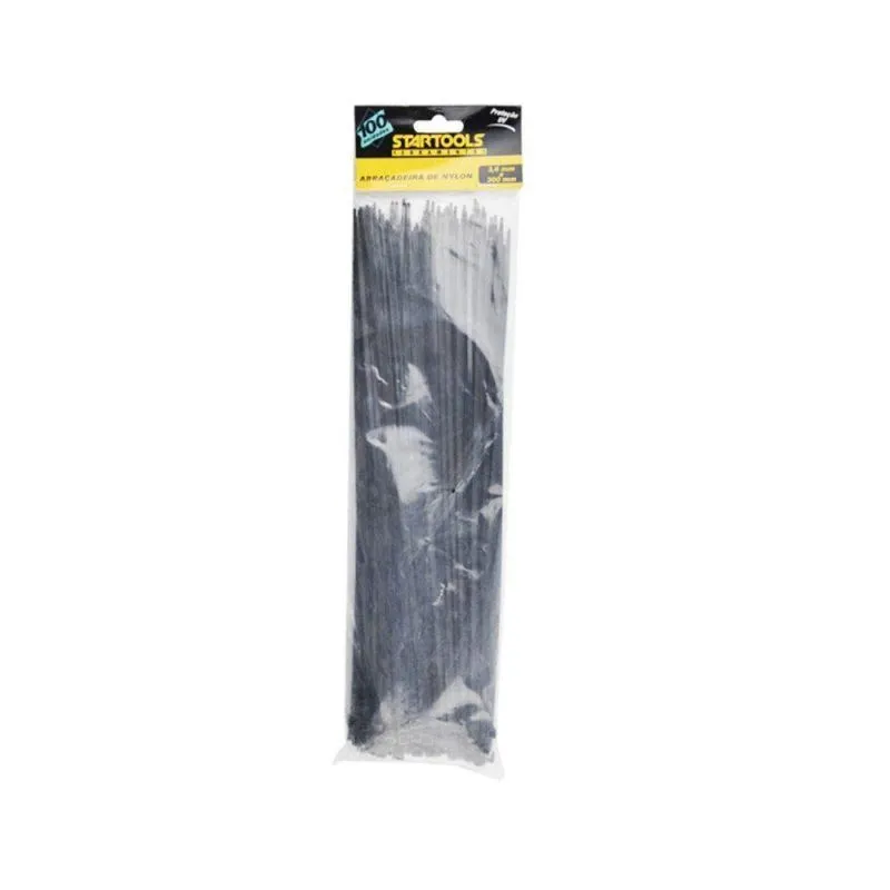 Abraçadeira De Nylon 30cm X 3,6mm Organização De Cabos E Fios Preto Startools 100