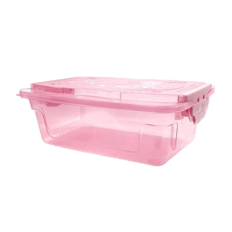 Organizador Infantil 10L Rosa Com Trava Translúcido Cajovil