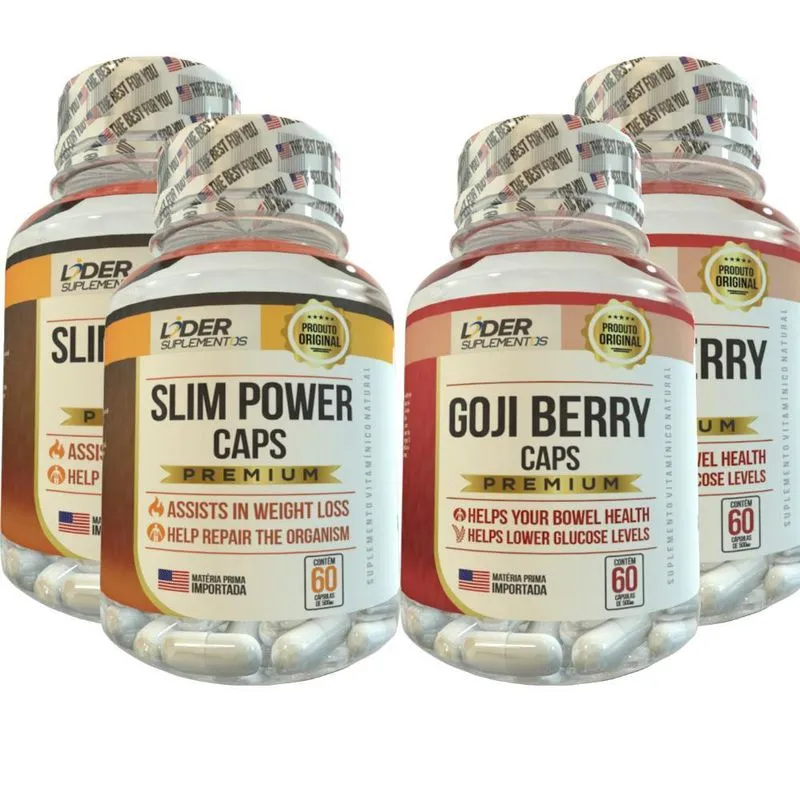 Slim Power 60 Caps + Goji Berry 60 Caps 500Mg - 4 Potes