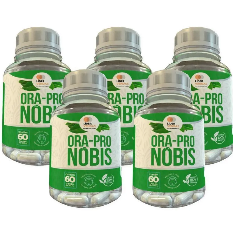 Ora-Pró-Nobis - 60 Caps 500Mg Kit Com - 5 Potes