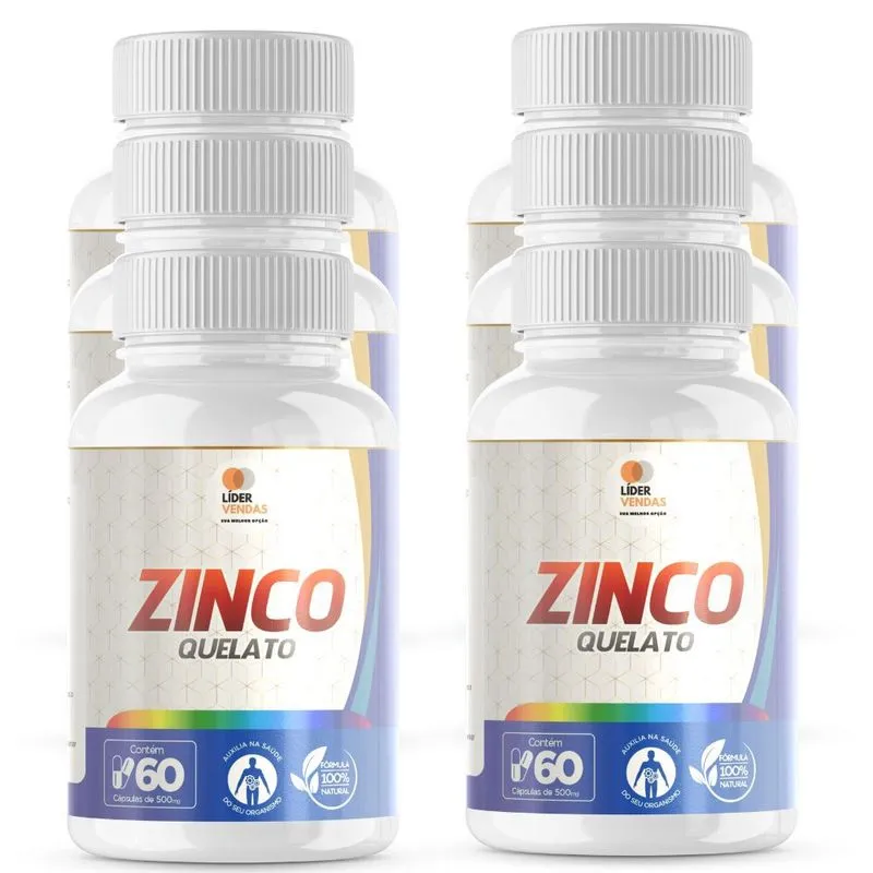 Zinco Quelato Caps 500Mg 60 Cápsulas Kit Com 6 Potes