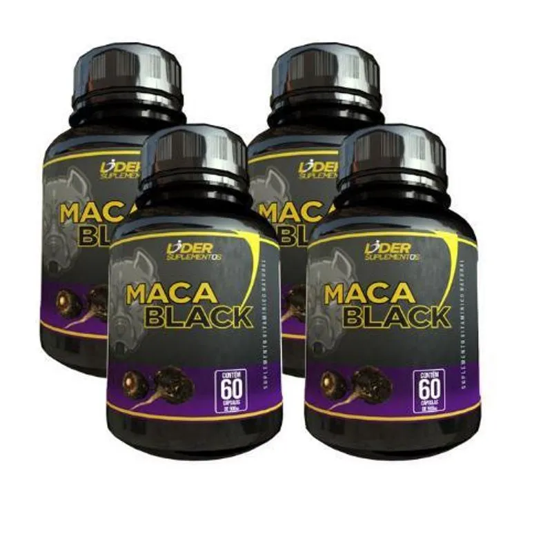 Maca Black - 60 Cáps De 500Mg Kit Com 4 Potes