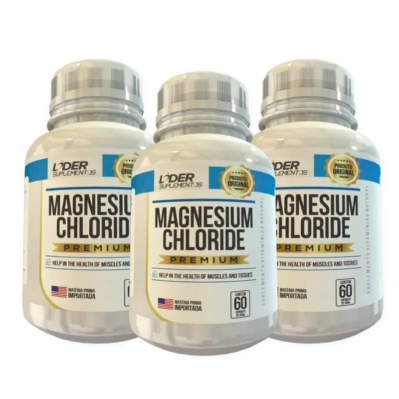 Cloreto De Magnésio p. A Caps 500Mg 60 Cáps Kit Com 3 Potes