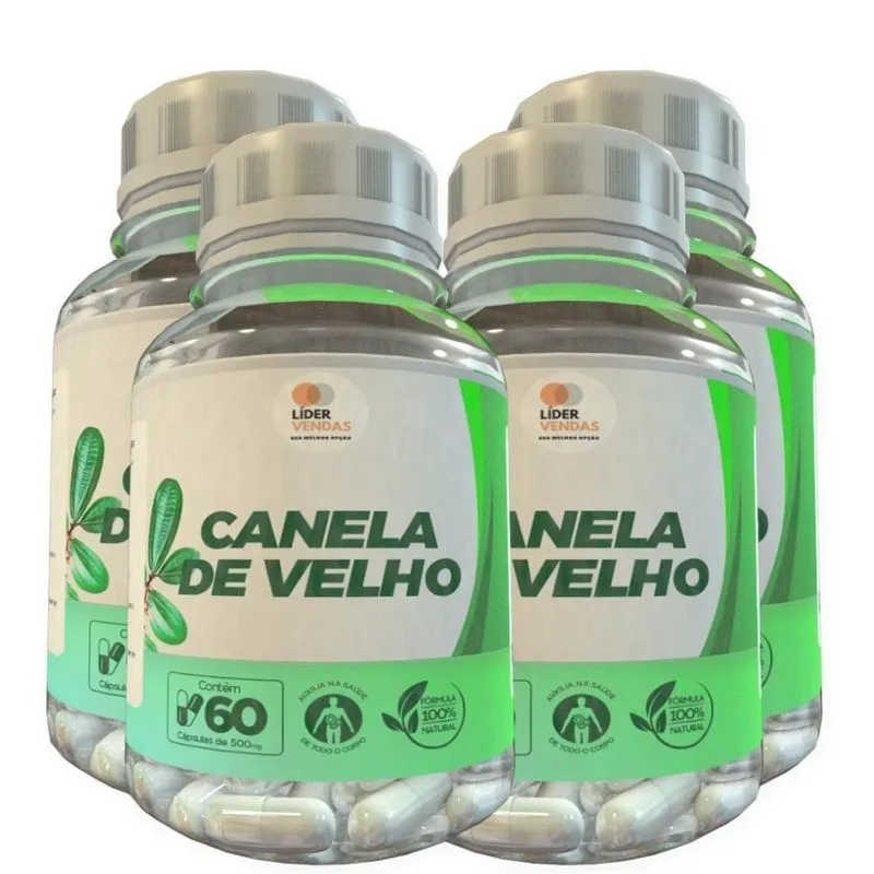 Canela De Velho - 60 Cáps 500mg Kit Com 4 Potes