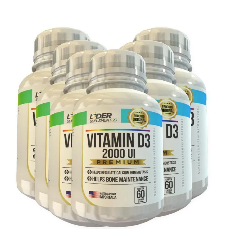 Vitamina D3 Caps 2000ui 500mg 60 Cápsulas Kit Com 6 Potes