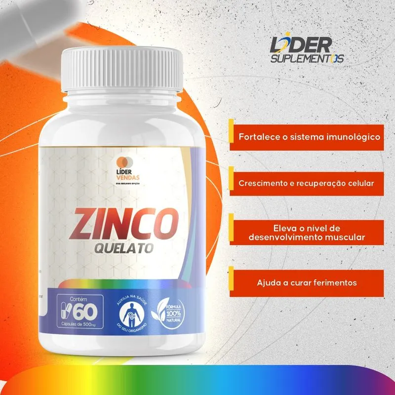Zinco Quelato 500Mg 60 Cápsulas