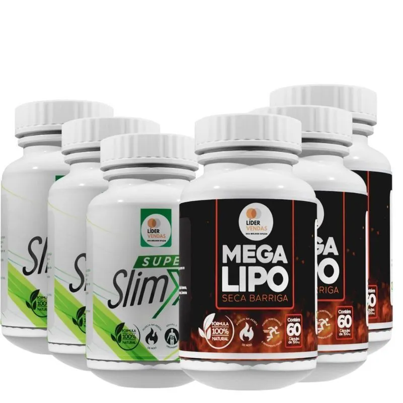 Combo 3 Super Slim X 60 Cáps + 3 Mega Lipo Sb 60 Cáps Dieta