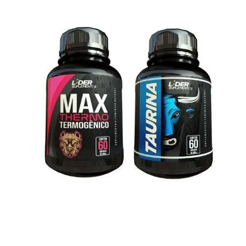 Max Thermo E Taurina - 60 Cápsulas De 500mg Kit Com 2 Potes