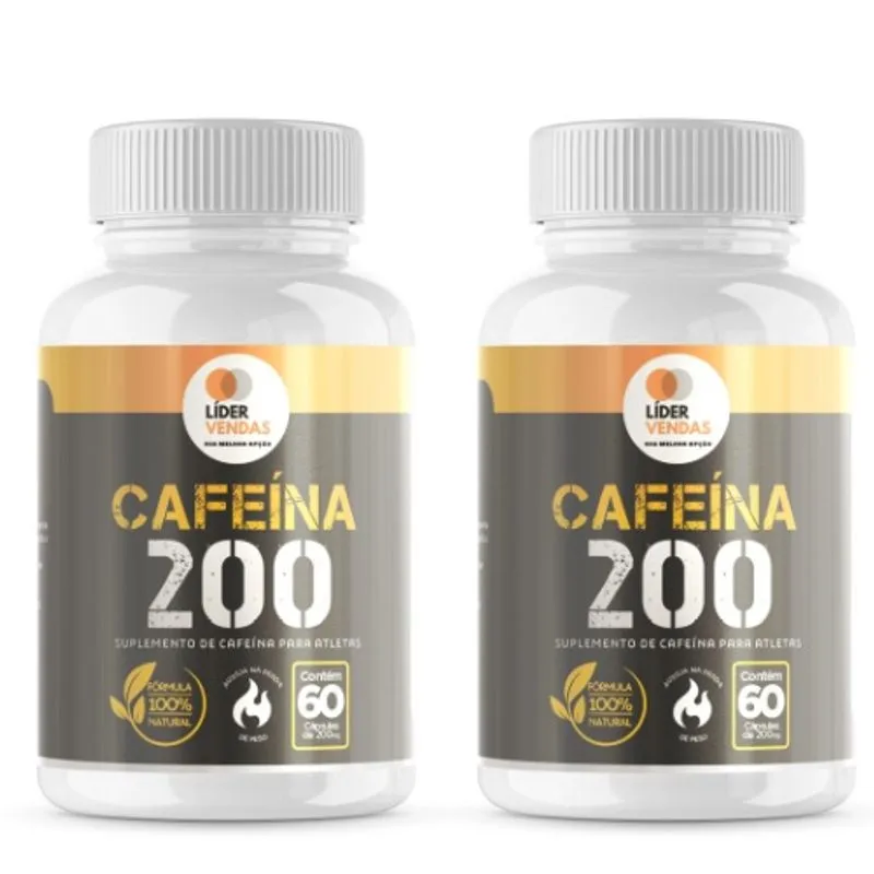 Cafeína - 60 Caps 200Mg Kit Com - 2 Potes