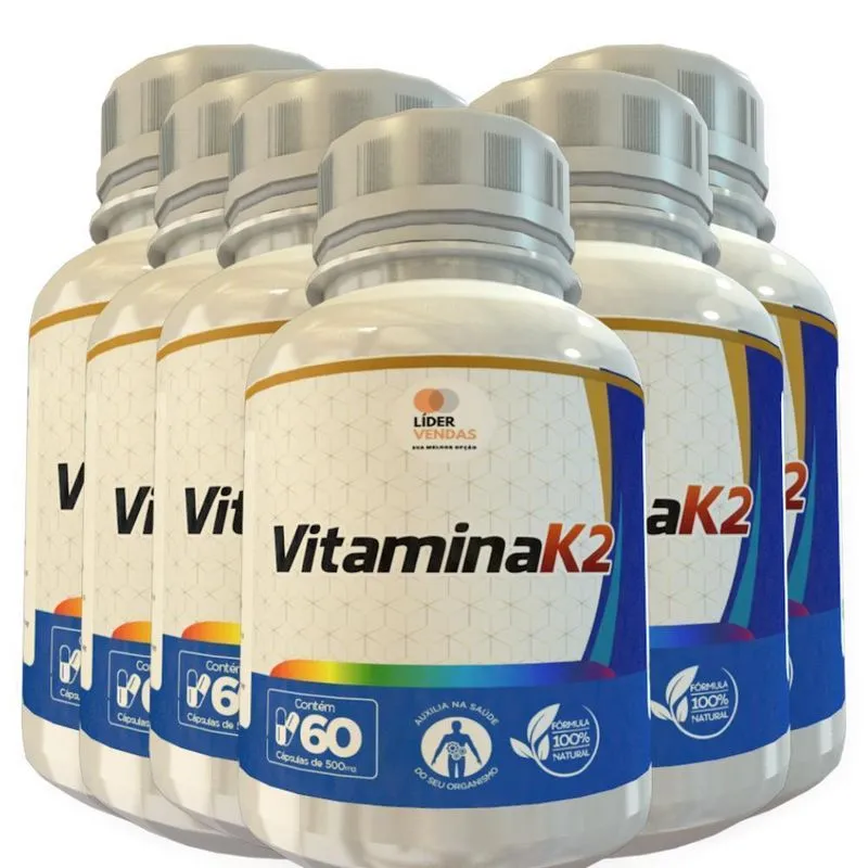 Vitamina K2 500mg 60 Cápsulas Kit Com 6 Potes