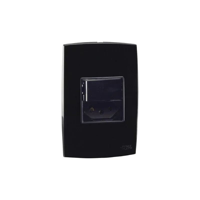 Conjunto Interruptores Simples 10A 250V Tomada 2P + T 20A 250V - Preto Rubi - Force Line