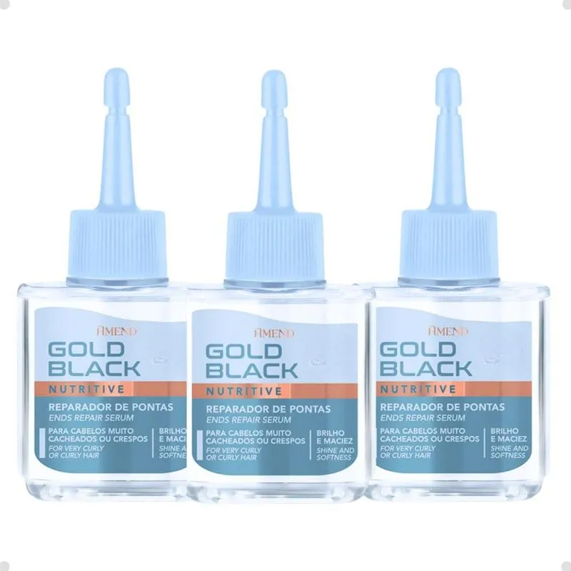 Kit Amend Gold Black: 3 Reparador de Pontas Nutritivo 30ml